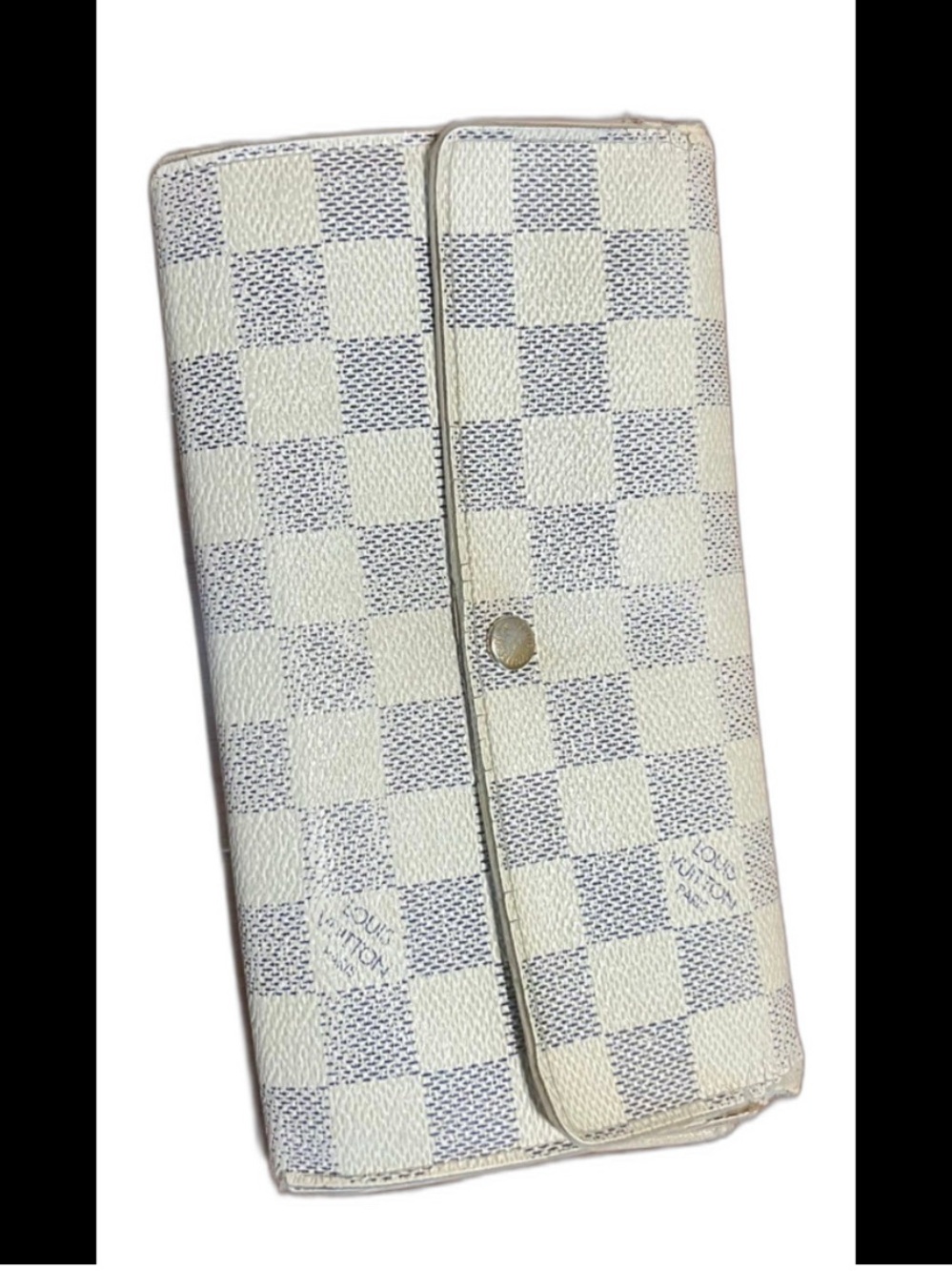 REHAB Louis Vuitton Damier Azur Check long Wallet - Cream/Blue